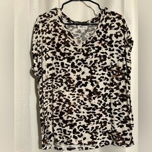 Maurices Brown and Tan Leopard Print V-Neck Top
